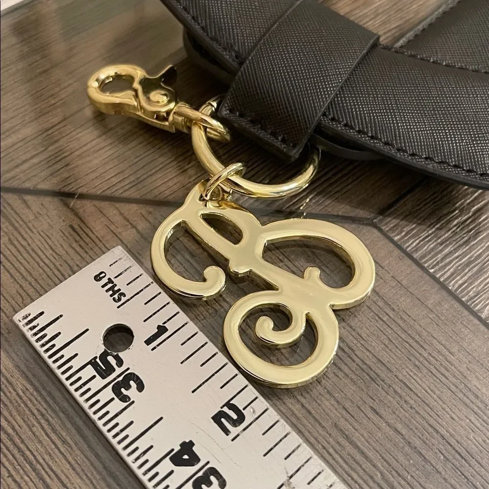 Betsey Johnson Keychain Bag Charm Elegant Black Bow Keychain B Initial Monogram